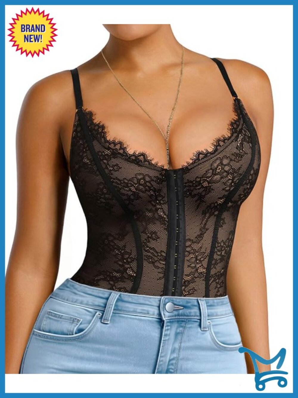 Lace Shapewear Bodysuit Tummy Control Thong Adjustable Straps Sleeveless